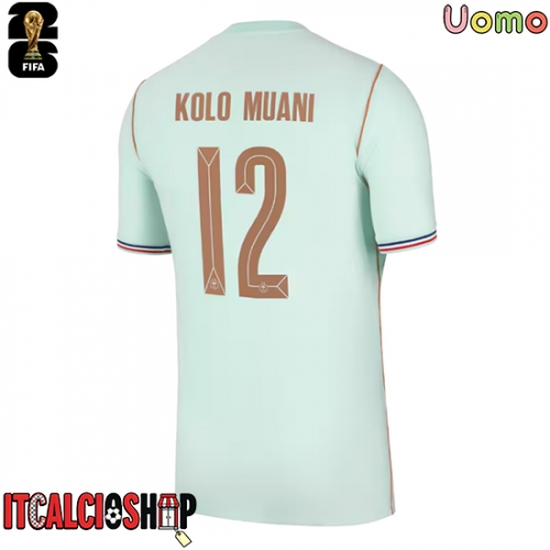 Francia Randal Kolo Muani #12 Seconda Maglia Mondiali 2026 Manica Corta